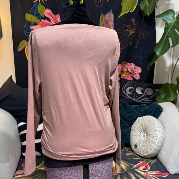 Old Navy Slit Neck with Side Ruching Top, Cotton/Modal, Driftwood, Large - Picture 6 of 10